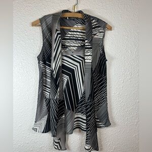 Kasper Separates Satin Zigzag Lines Print with Tie Top – Size M